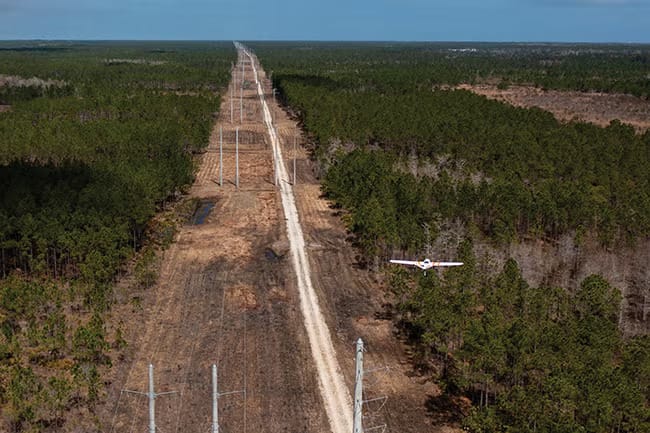 A Sentaero 6 drone performing a power line inspection. Courtesy: Censys Technologies
